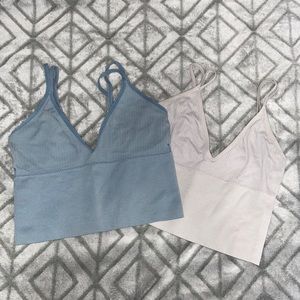 Blue and white tank tops